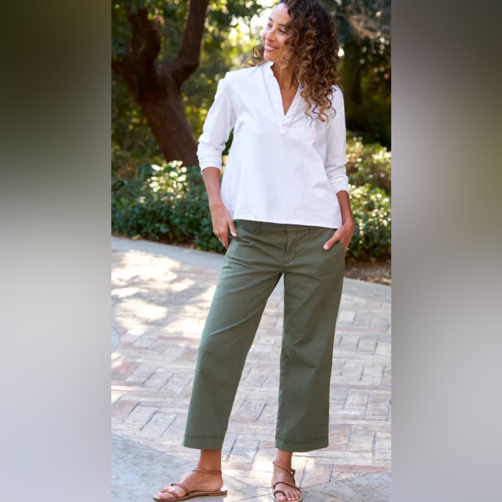 Frank & Eileen Westport Trousers Italian Twill Army Size 2 New In Bag